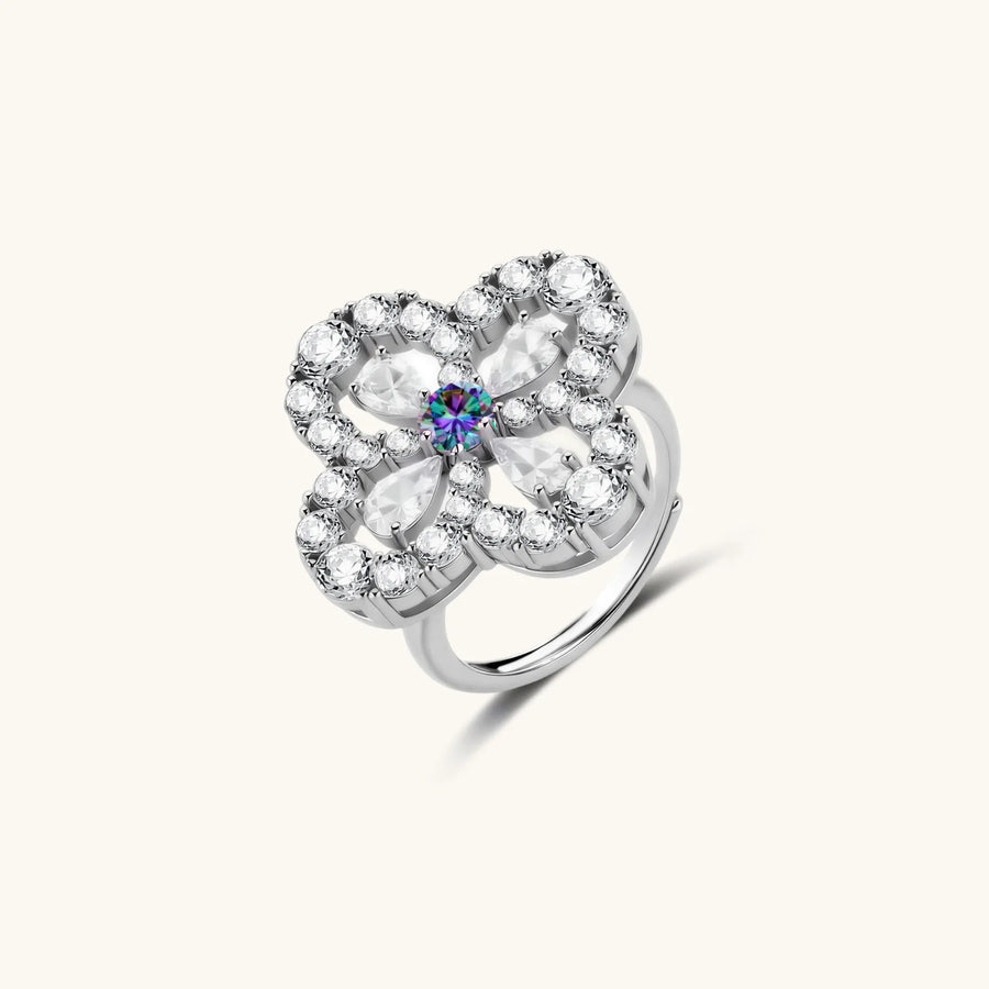 Prismatic Bloom Moissanite Ring