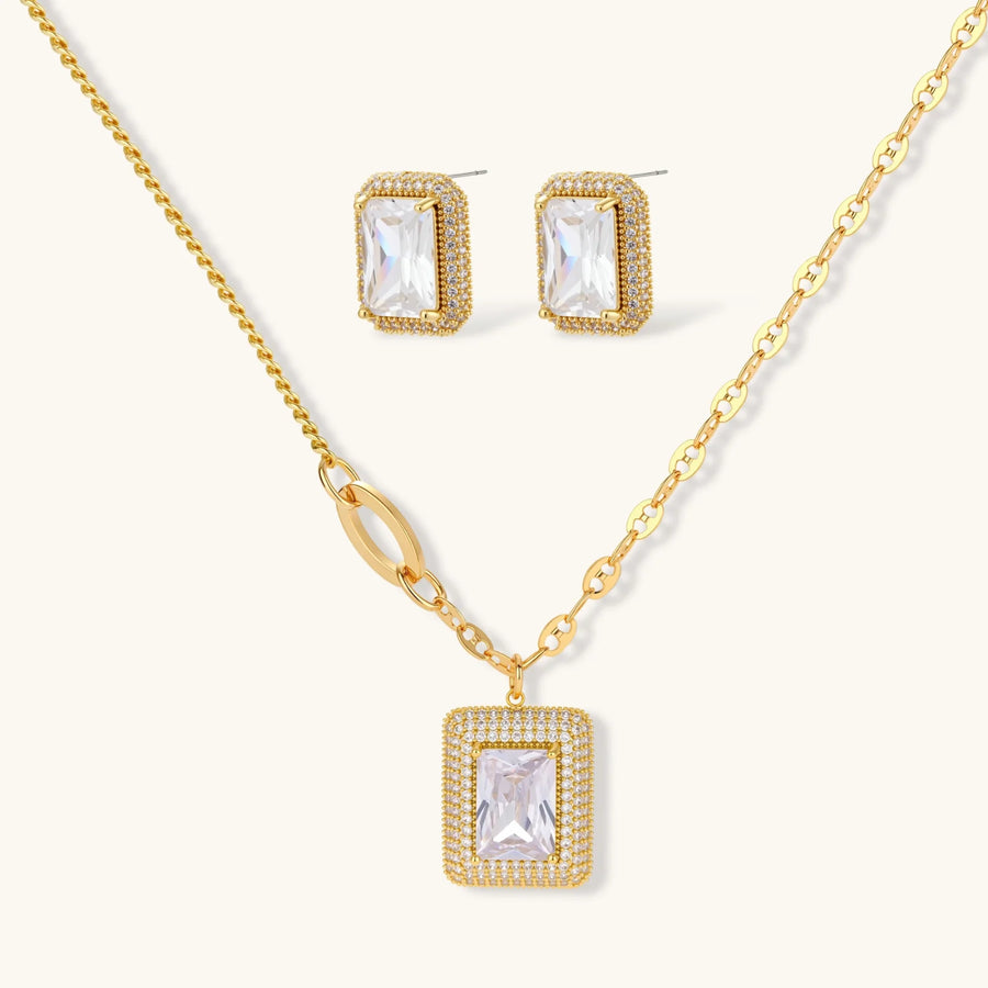 Emerald Cut Halo Set