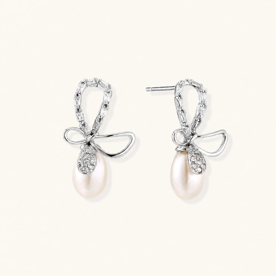 Crystal Bow Pearl Drops
