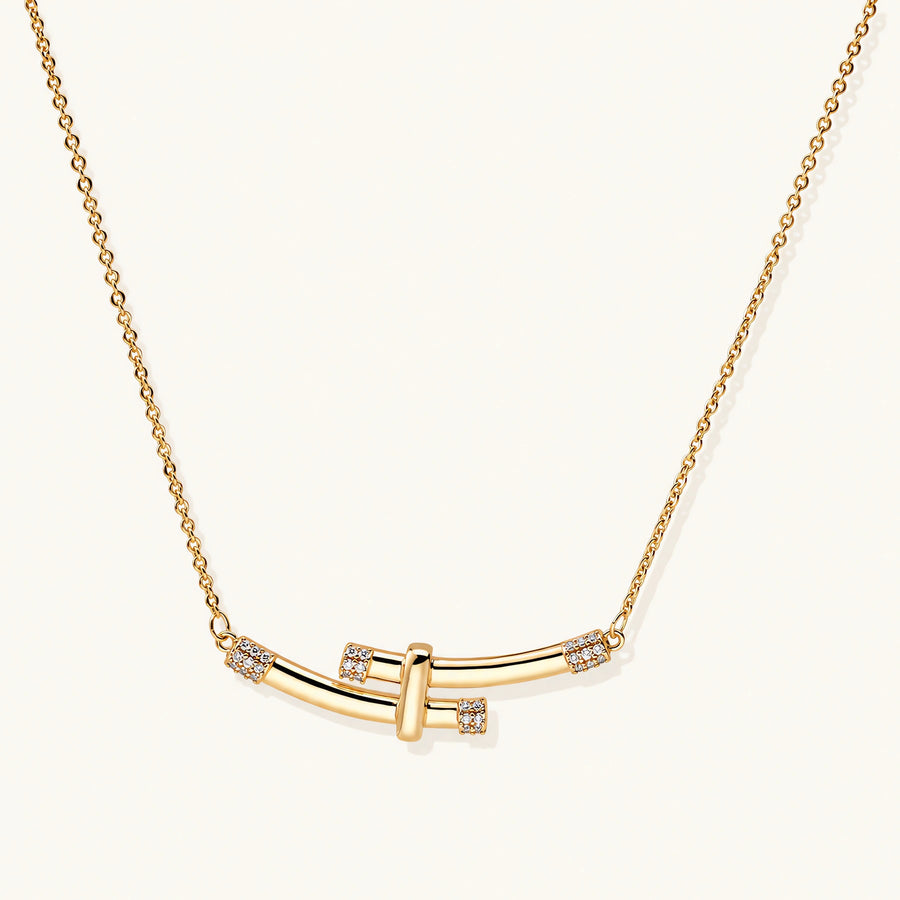 Bamboo Crystal Arc Necklace