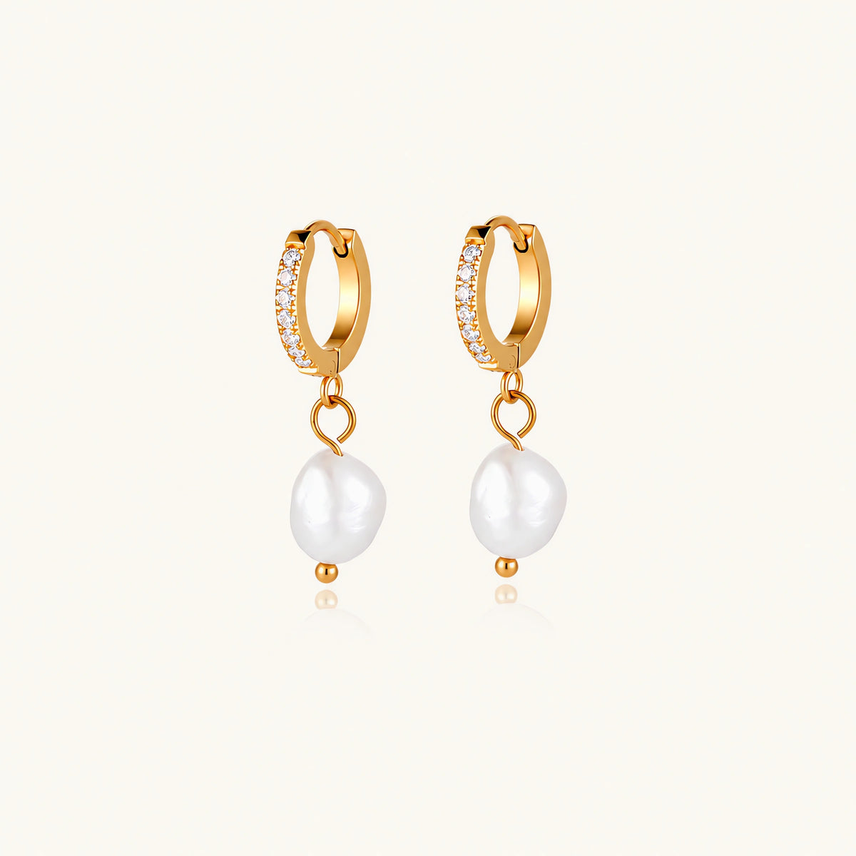 Pearl Drop Hoops, view 2
