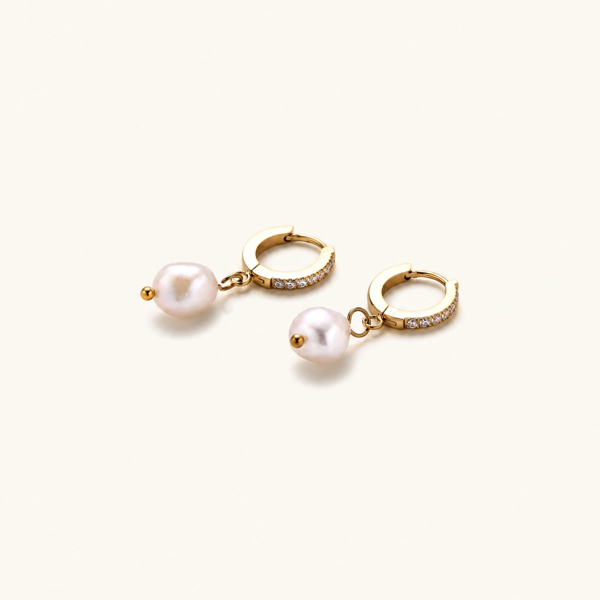 Pearl Drop Hoops, view 3