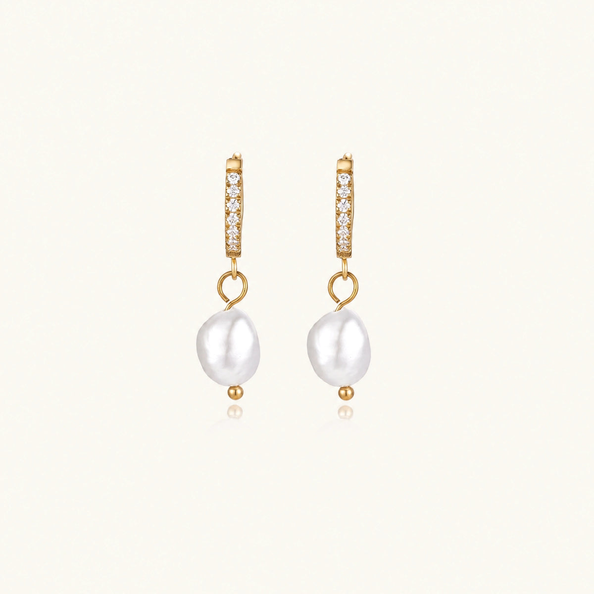 Pearl Drop Hoops, view 4