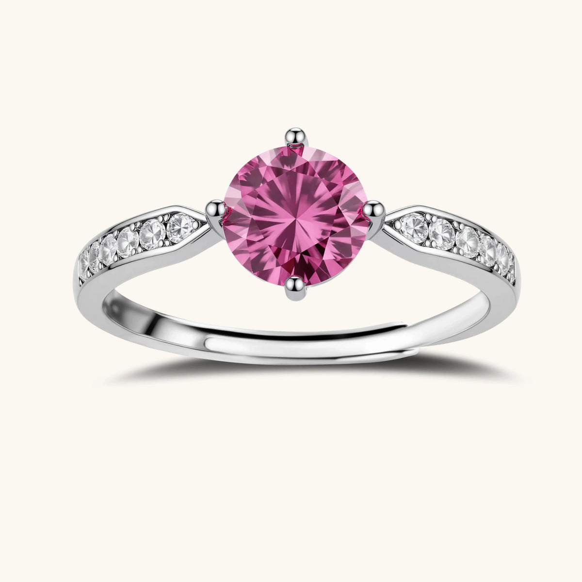Pink Dreams Moissanite Ring: 1 ct pink moissanite in a sterling silver setting