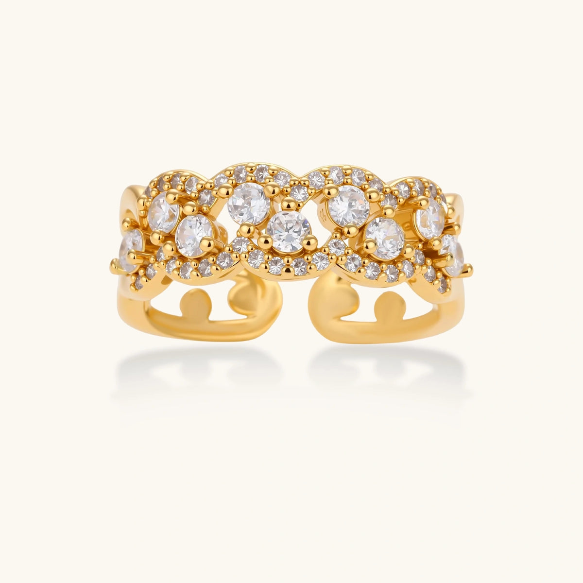 Celestial Cluster Ring: cluster of sparkling cubic zirconia across a wide band