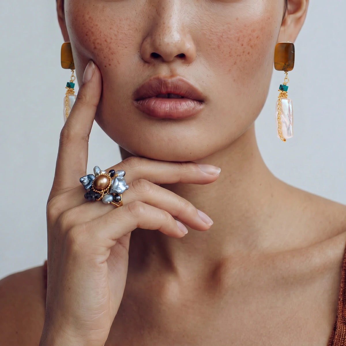 Amber Baroque Pearl Drops, view 6