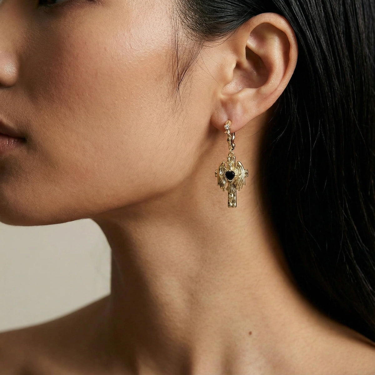 Angel Wings Drop Earrings, view 2
