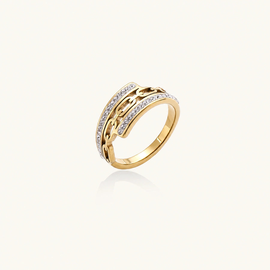 Chain Link Crystal Ring
