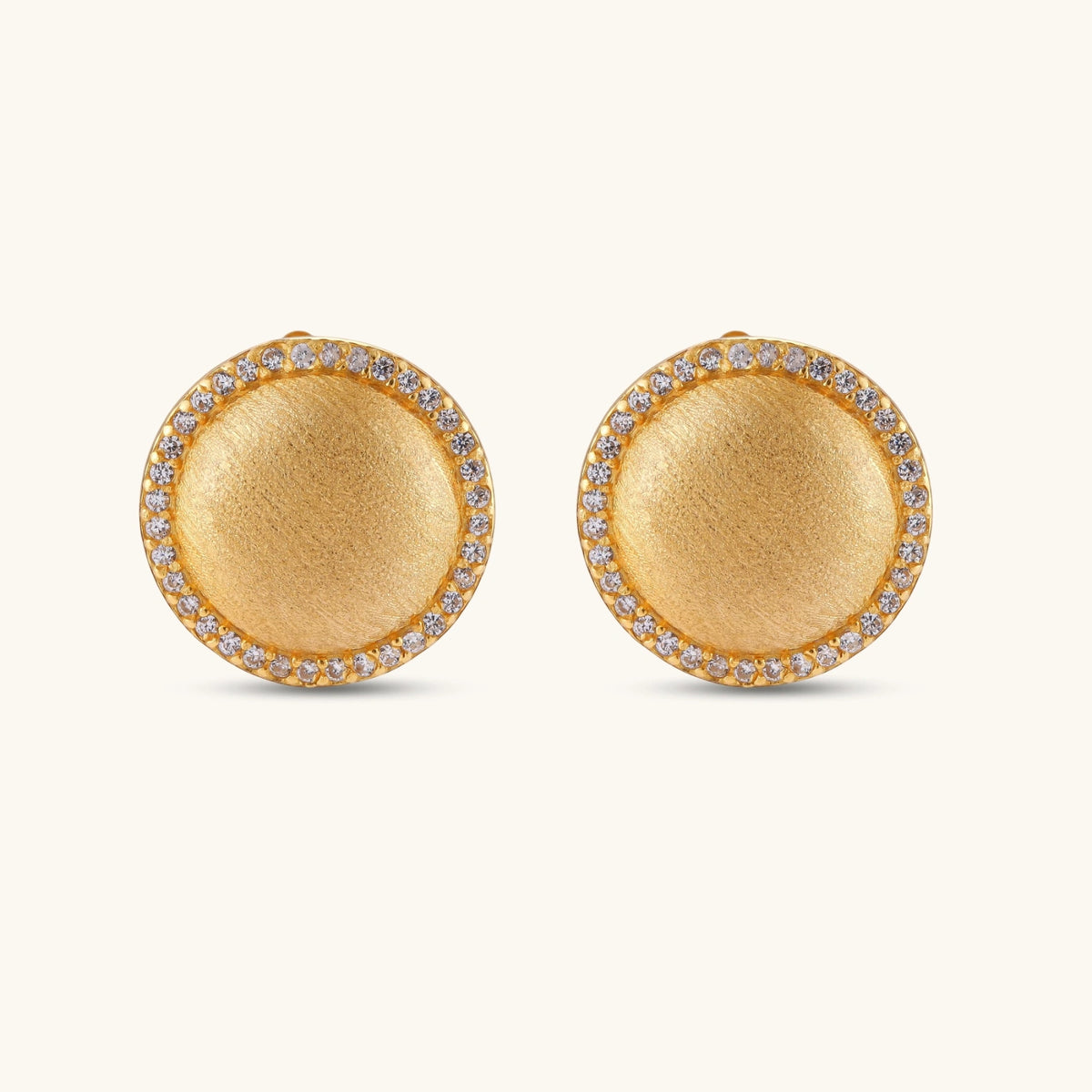 Brushed Dome CZ Halo Earrings, view 4