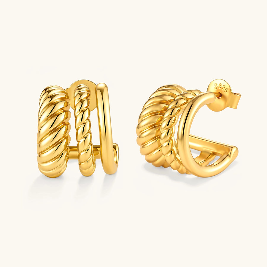 Twisted Triple Hoop Earrings