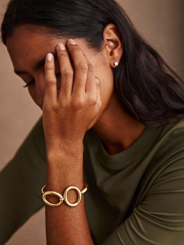 Model wearing a link bracelet